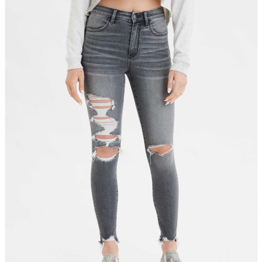 American Eagle Distressed Super High-rise Jeggings